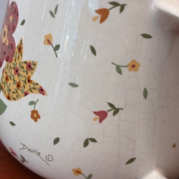 Vintage Davir Floral Crackle Glaze Teapot Retro Ceramic Cottageware Kitchen - Picture 6 of 12